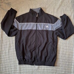 90s vintage Russell Athletic Black and Gray Windbreaker